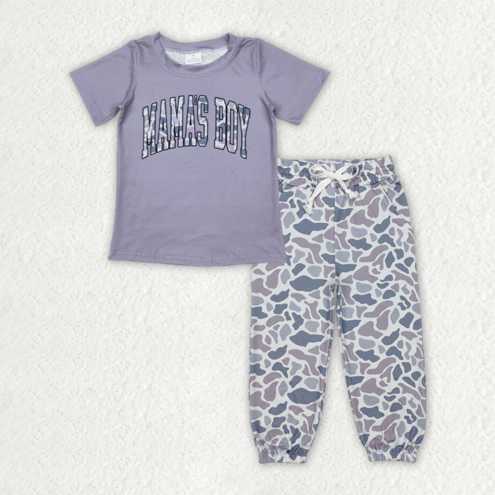 Baby Kids Toddler Short Sleeves Mama's Boy Shirt Pockets Jogger Pants Sibling Outfit RTS