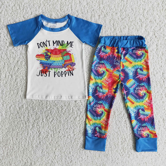 Promotion Baby Boy Blue Short Sleeves Tie Dye Pants Set