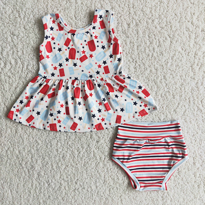 Promotion Baby Girl Star Stripes Bummie Set