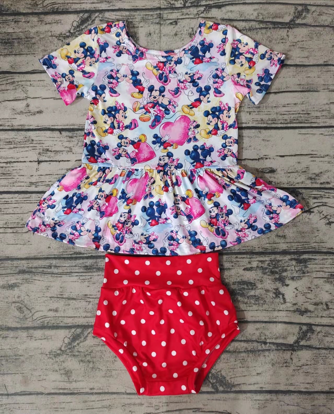 Promotion Baby Girl Mouse Tops Bummie Summer Set