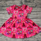 Promotion Baby Girl Summer Short Sleeves Cartoon Red Twirl Dress