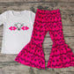 Promotion Baby Girl Cow Shirt Pink Bell Pants Set