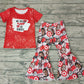 Promotion Baby Girl Halloween Crcle Red Shirt Pants Set