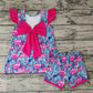 Promotion Baby girls flamingo floral shorts sets