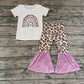 Promotion Baby Girl rainbow leopard bell pants set