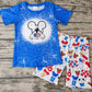 Baby boy 4th of July Blue Shirt Castle Shorts Set