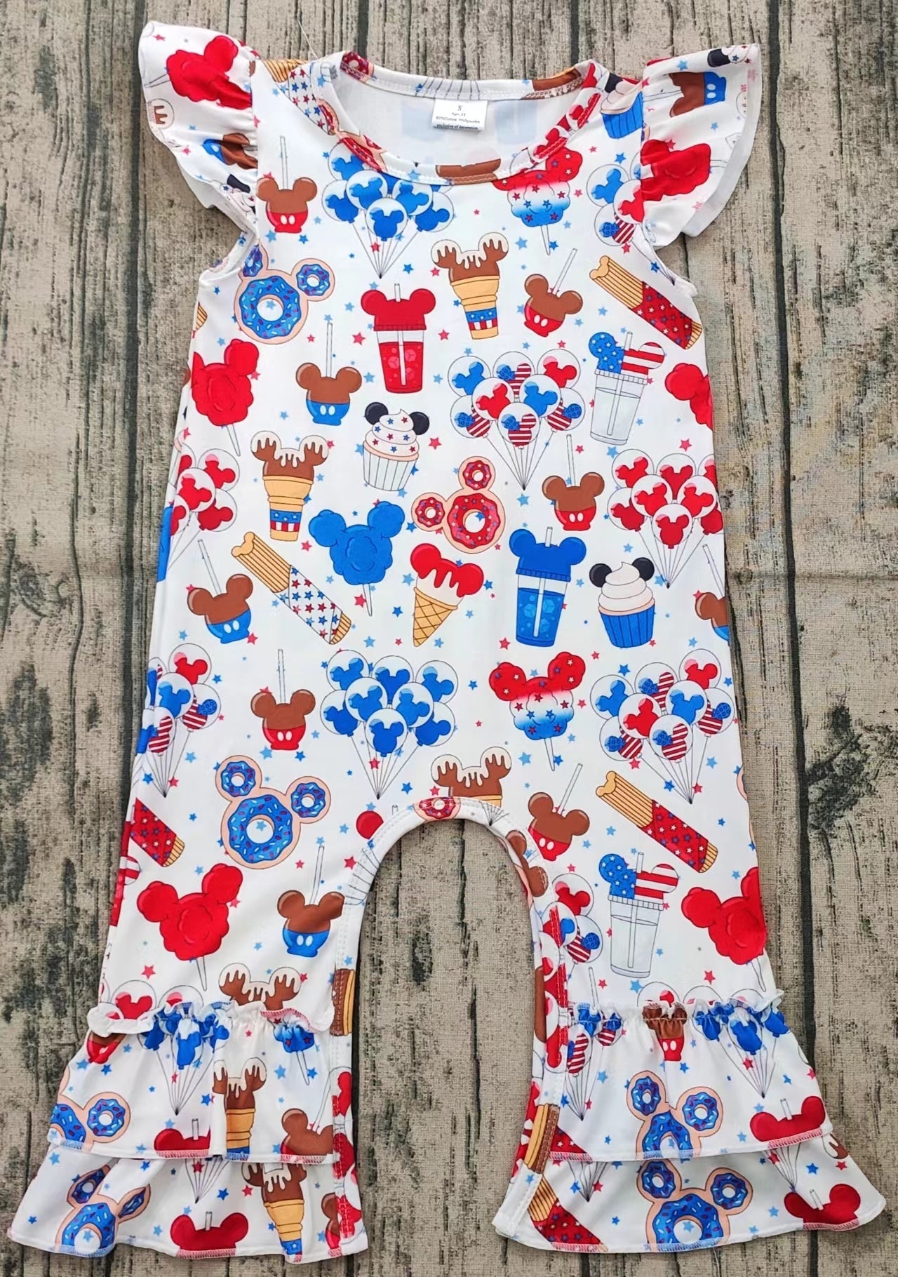 Promotion Baby Girls Cartoon 4th of July Romper