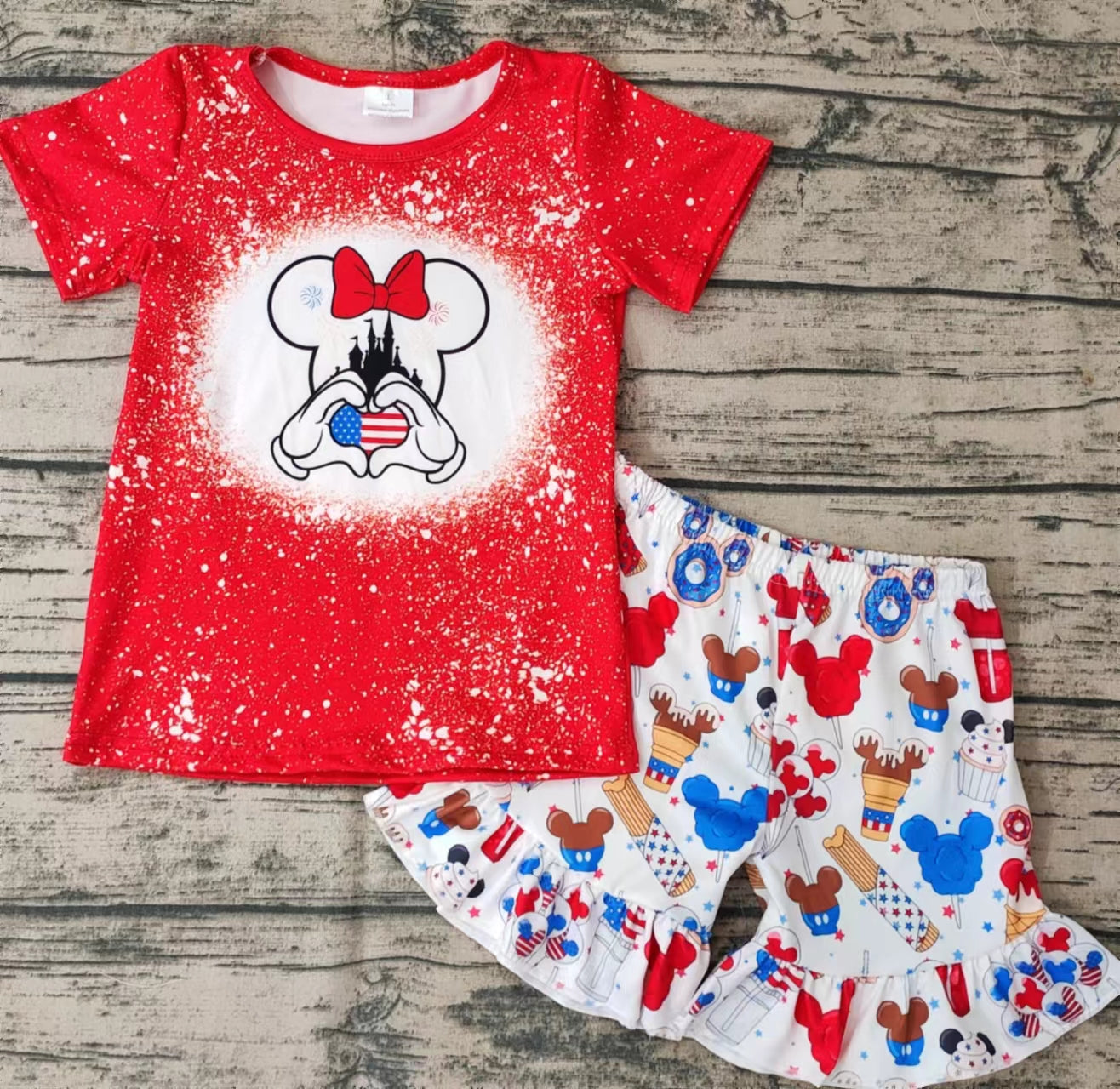 Promotion Baby Girls 4th of July Castle Shorts Set