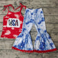 Promotion Baby Girl July 4th USA Tie Dye Bell Pants Outfit