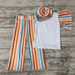 Promotion Baby Girl One shoulder Shirt Stripes Pants Set