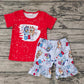 Promotion Baby Girl Red Shirt 4th of july Dogs Shorts Sets