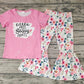 Promotion Baby Girl Pink Sassy Shirt Floral Bell Pants Set