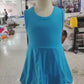 Preorder Baby Girl Sleeveless Yoga Active Lace Ruffle Blue Knee Length Dress（ No moq ）