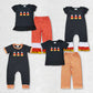 Baby Girl Short Sleeves Embroidery Halloween Candy Sibling Romper Pajamas Outfit RTS