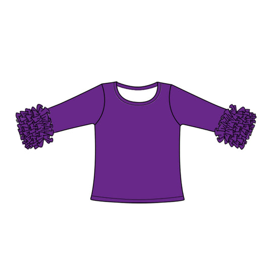 Baby Girl Ruffle Long Sleeves Purple Cotton Icing Shirt Tops Moq 5