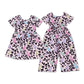 Baby Girl Short Sleeves Easter Rabbits Leopard Sibling Jumpsuit Dress