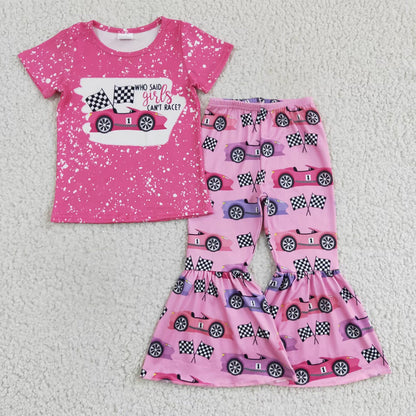 Baby Girl Short Sleeves Car Sibling Sister Dresses Pink Set