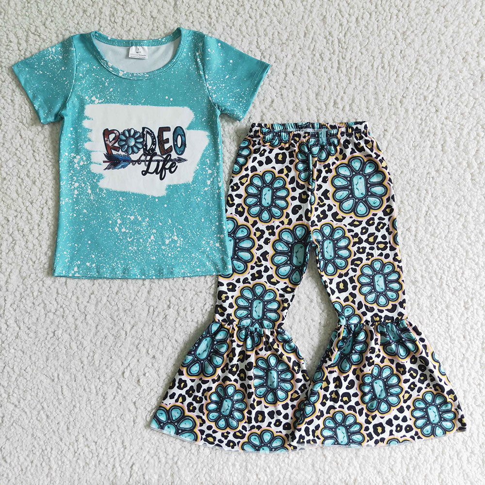 Promotion Baby Girl Rodeo Leopard Bell Pants Western Set