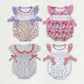 Baby Girl Infant Short Sleeves Embroidery Plaid Bows Flower Sibling Romper RTS