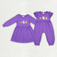 Baby Girl Toddler Embroidery Ghost Halloween Sibling Purple Romper Dress Clothes RTS