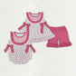Baby Girl Sleeveless Pink Bows Sibling Romper Clothes Set