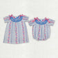 Baby Girl Short Sleeves Embroidery Bows Flower Sibling Sister Romper Dress Clothes