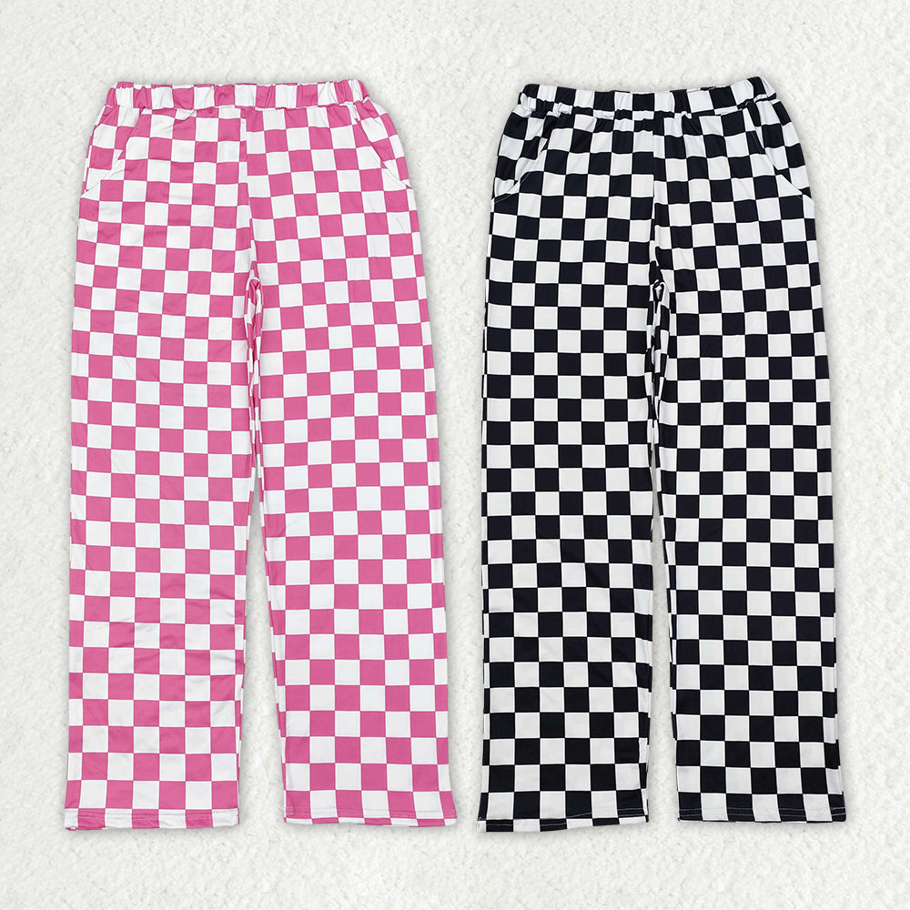 Adult Women Pink Black Checkered Sibling Pajamas Pants