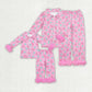 Mommy and Me Baby Girl Adult Fur Long Sleeves Christmas Candy Buttons Shirt Pants Sibling Family Pajamas Set