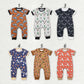 Baby Boy Infant Short Sleeves Western Cow Sibling Buttons Romper