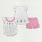 Baby Girl Short Sleeves Embroidery Shoes Dots Sibling Romper Clothes Set