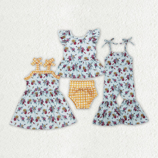 Baby Girl Kids Flower Sibling Straps Dress Jumpsuit Set Clothes