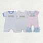 Baby Boy Girl Infant Short Sleeves Embroidery Easter Rabbits Sibling Romper
