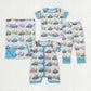 Baby Boy Kids Easter Eggs Tractors Sibling Romper Blanket Clothes Set Pajamas