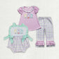Baby Girl Embroidery Easter Rabbits Sibling Romper Clothes Outfit