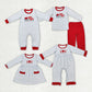 Baby Boy Girl Long Sleeves Embroidery Hearts Valentines Stripes Sibling Romper Dress Clothes Set