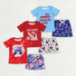 Baby Boy Short Sleeves July 4th Trucks Sibling Outfit Clothes Set RTS