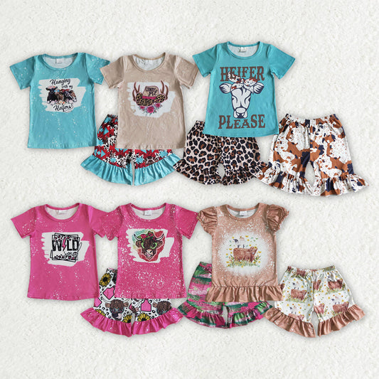 Baby Girl Short Sleeves Western Cowgirl Sibling Outfit RTS