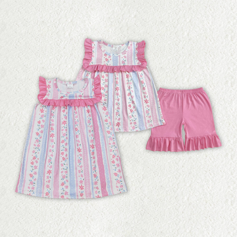 Baby Girl Ruffle Sleeves Flower Sibling Dress Outfit RTS