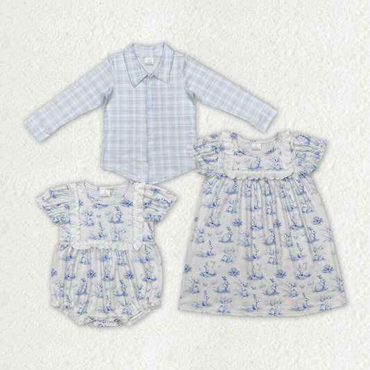 Baby Boy Girl Easter Rabbit Sibling Romper Shirt Dress