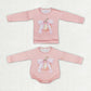 Baby Girl Pumpkin Bow Sibling Sister Pink Shirt Romper