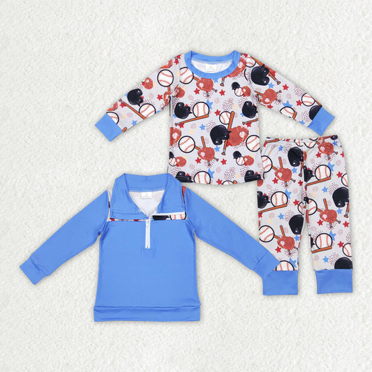 Baby Boy Long Sleeves Baseball Sibling Brother Shirt Pajamas Set