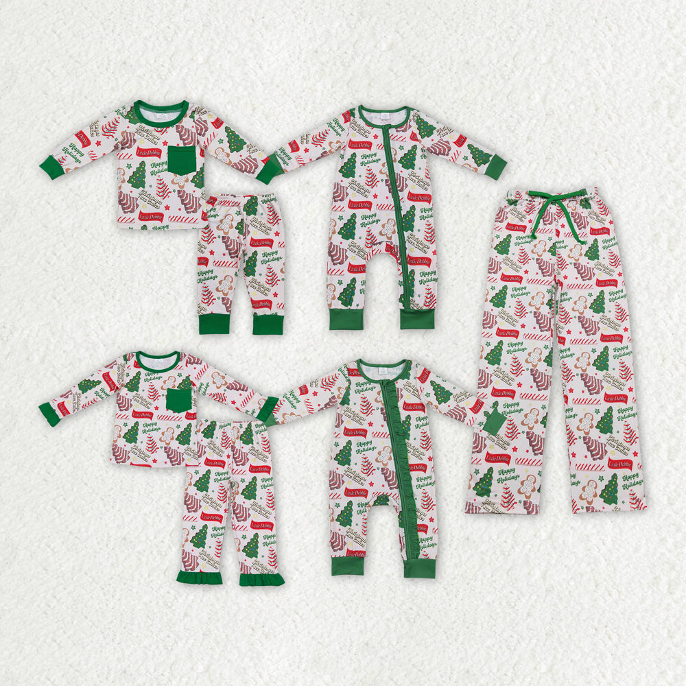 Baby Boy Girl Adult Family Christmas Cake Tree Sibling Pajamas Romper Set