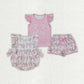 Baby Girl Short Sleeves Flower Bows Summer Sibling Pink Romper Outfit RTS