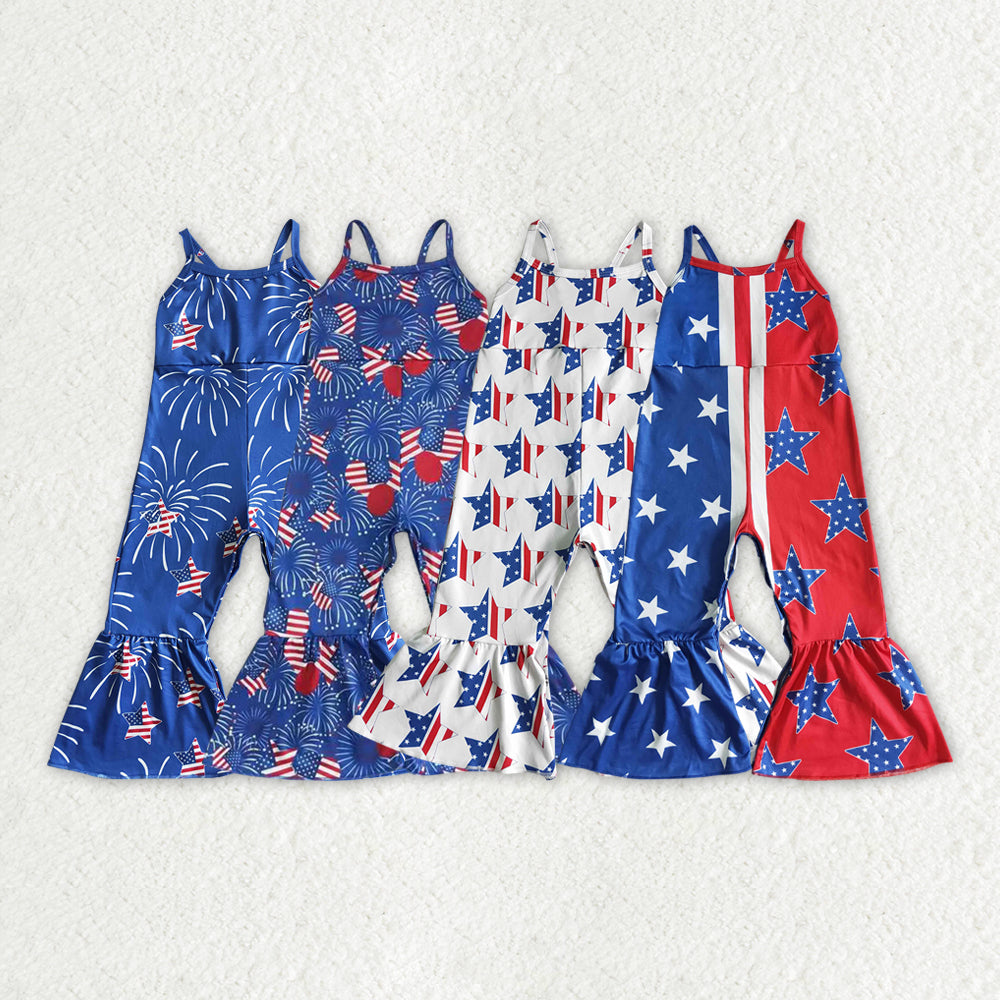 Baby Girl 4th Of July Stars Sibling Straps Jumpsuit