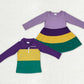 Baby Boy Girl Purple Long Sleeves Mardi Gras Sibling Cotton Shirt Dress Clothes