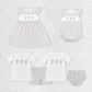 Baby Boy Girl Short Sleeves Grey Stripes Easter Cross Sibling Romper Dress Set