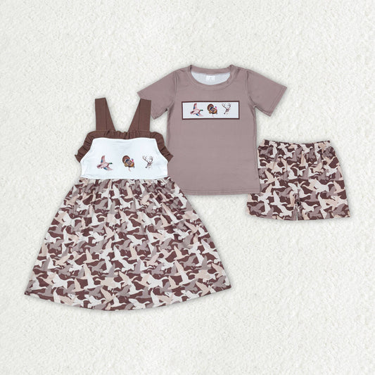 Baby Boy Girl Camo Duck turkey Deer Sibling Dress Set