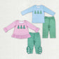 Baby Boy Girl Christmas Tree Green Plaid Sibling Outfit Set