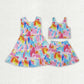 Baby Girl Sleeveless Tie Dye Yoga Active Sibling Skort Dress Set Athletic Clothes RTS