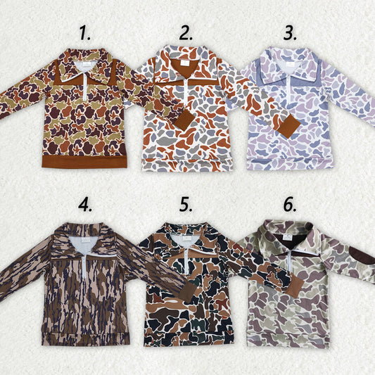 Baby Boy Long Sleeves Camo Shirt Sibling Hunting Zipper Pullover Tops